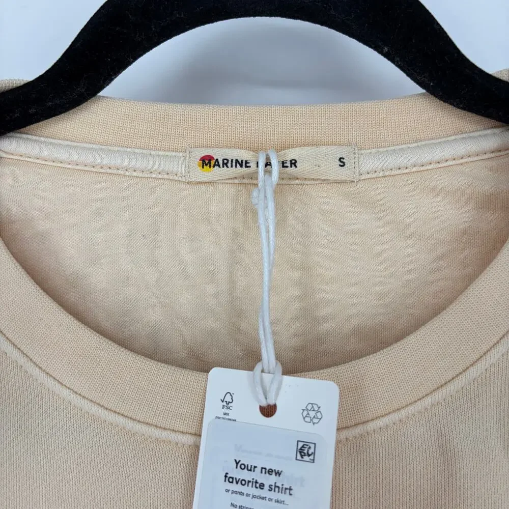 Marine Layer Enya Puff Sleeve Sweatshirt Antique White Women's Small NWT - Picture 4 of 10